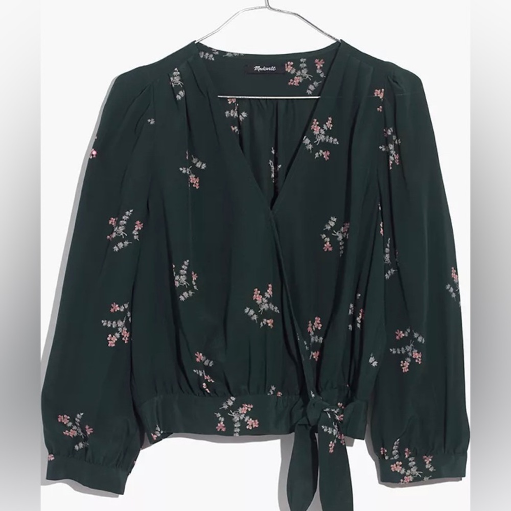 Madewell Silk Wrap Top in Wild Botanic